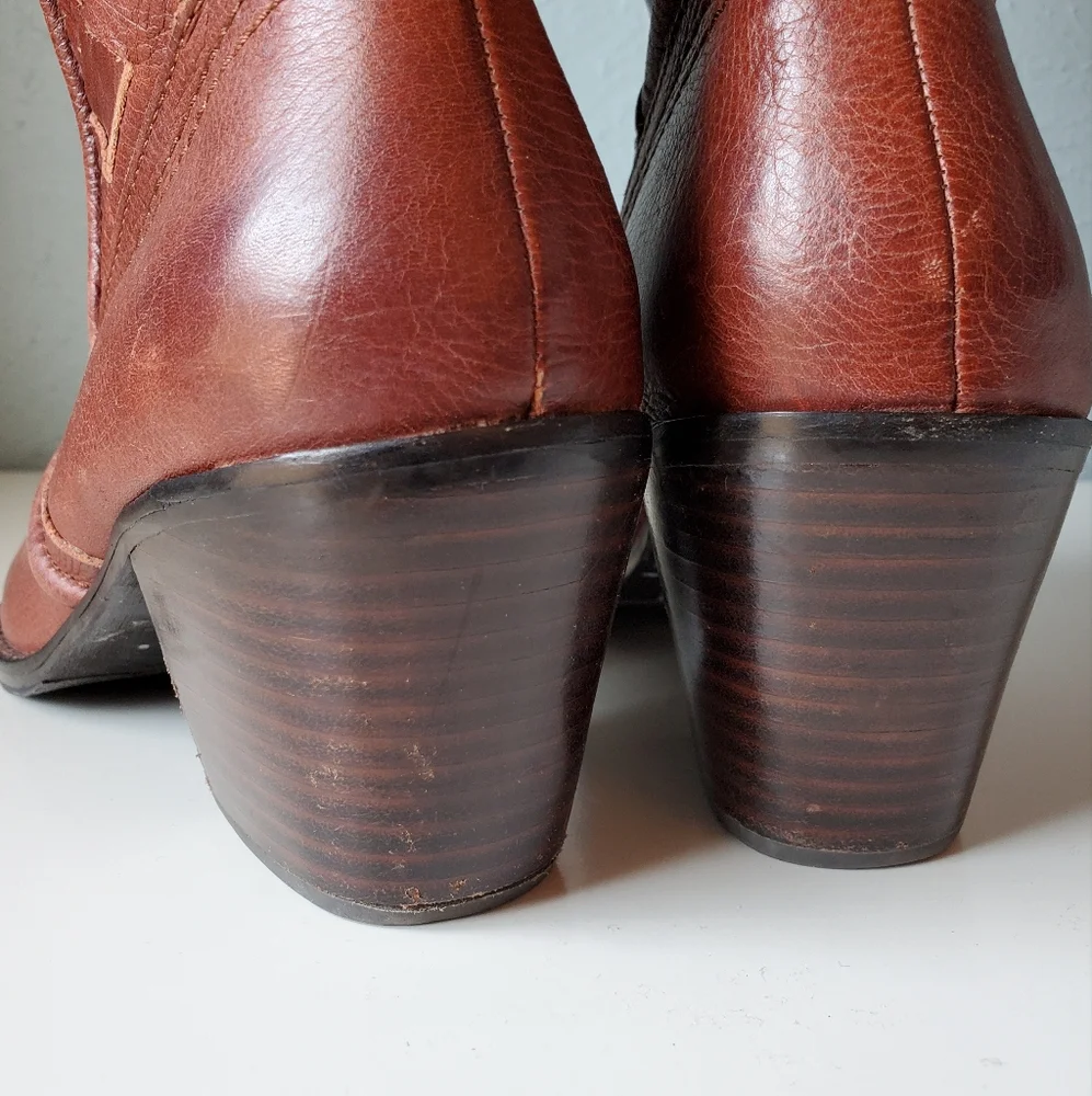 Vintage Fossil Brand 70's Style Boho Genuine Leather Boots Western Festival 8 - Picture 5 of 13